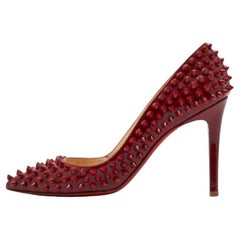 Christian Louboutin Dark Red Patent Leather Pigalle Spikes Pumps Size 36