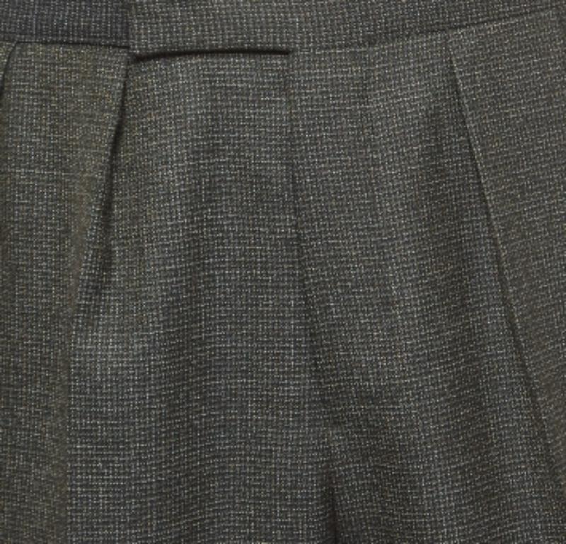 Etro Grau Gemusterte Wolle Formelle Hose XL im Angebot 1