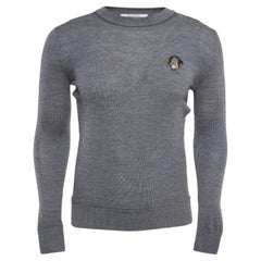 Givenchy Grau Bestickte Wolle Strick Sweatshirt XS