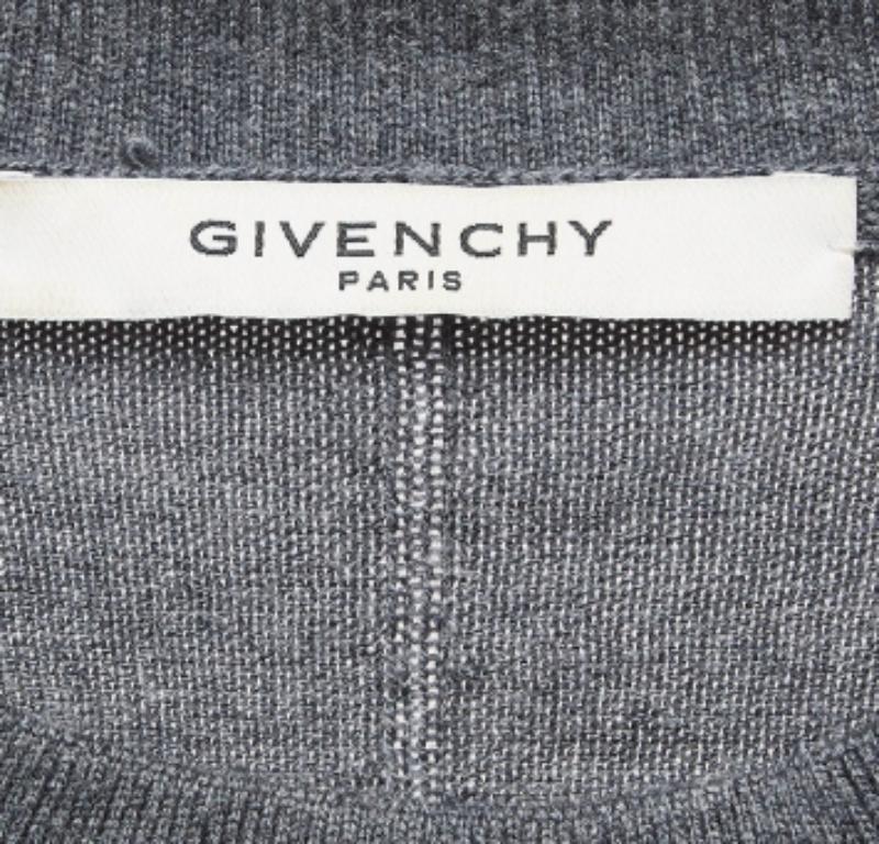 Givenchy Grau Bestickte Wolle Strick Sweatshirt XS im Zustand „Gut“ im Angebot in Dubai, Al Qouz 2