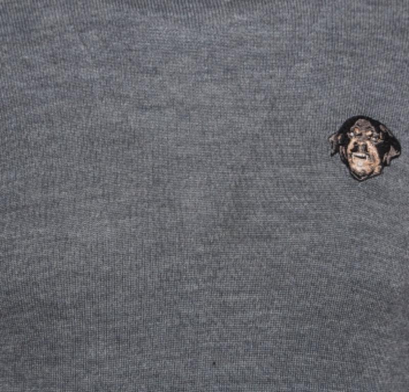 Givenchy Grau Bestickte Wolle Strick Sweatshirt XS im Angebot 1
