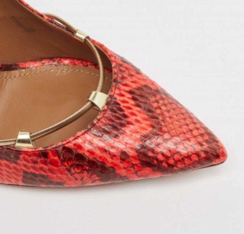 Aquazzura Rot/Schwarzer Python Zehentrenner Pumps Größe 40 im Angebot 1
