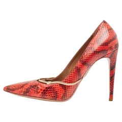 Aquazzura Rot/Schwarzer Python Zehentrenner Pumps Größe 40