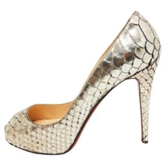 Christian Louboutin Metallisch Zweifarbig Python Sehr Prive Peep Toe Pumps Größe 40