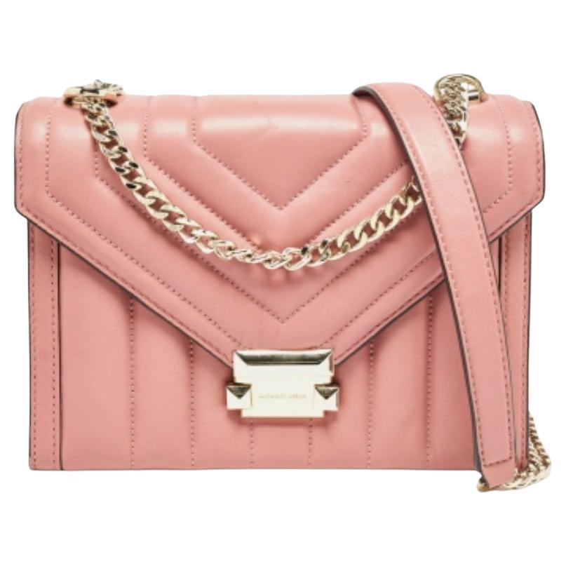Michael Kors Borsa a tracolla grande in pelle trapuntata rosa Whitney
