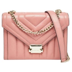Michael Kors Borsa a tracolla grande in pelle trapuntata rosa Whitney