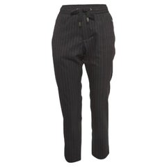 Dolce & Gabbana Dunkelgrau Rosa gestreifte Hose aus Wollmischung M