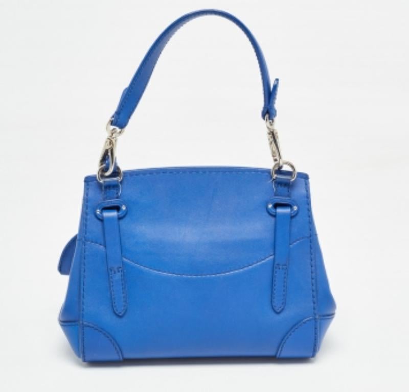 Mini fourre-tout Ricky en cuir bleu Ralph Lauren en vente 3