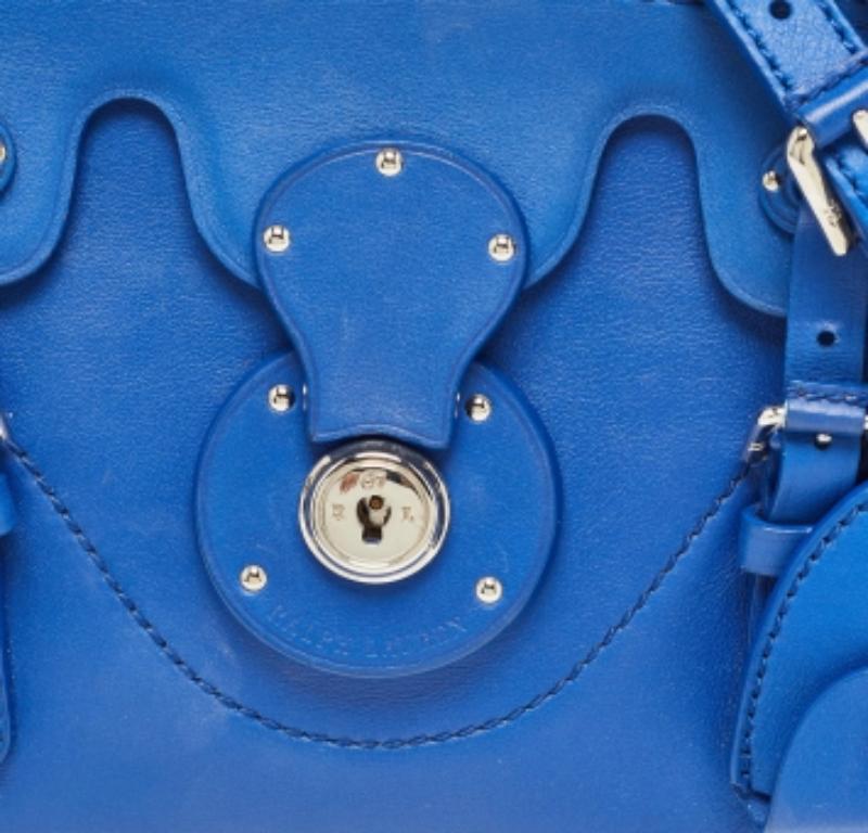 Mini fourre-tout Ricky en cuir bleu Ralph Lauren en vente 4