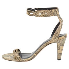 Isabel Marant Sandali con cinturino alla caviglia in pelle goffrata verde/beige taglia 39
