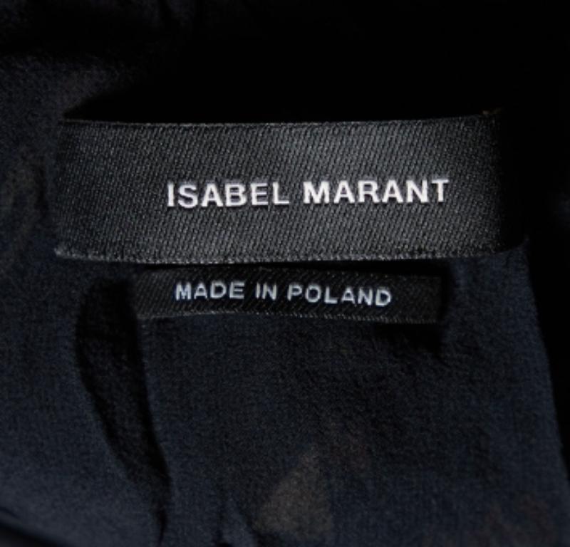 Isabel Marant Schwarzer Blumendruck Krepp Plissee Midirock S im Angebot 1