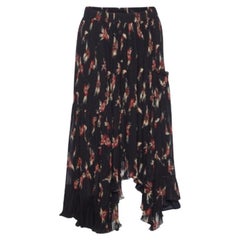 Isabel Marant Schwarzer Blumendruck Krepp Plissee Midirock S