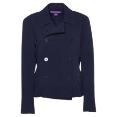 Ralph Lauren Navy Blue Wool Double Breasted Coat L