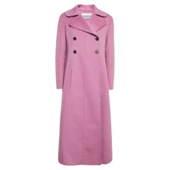 Valentino Pink Wool Double Breasted Long Coat L