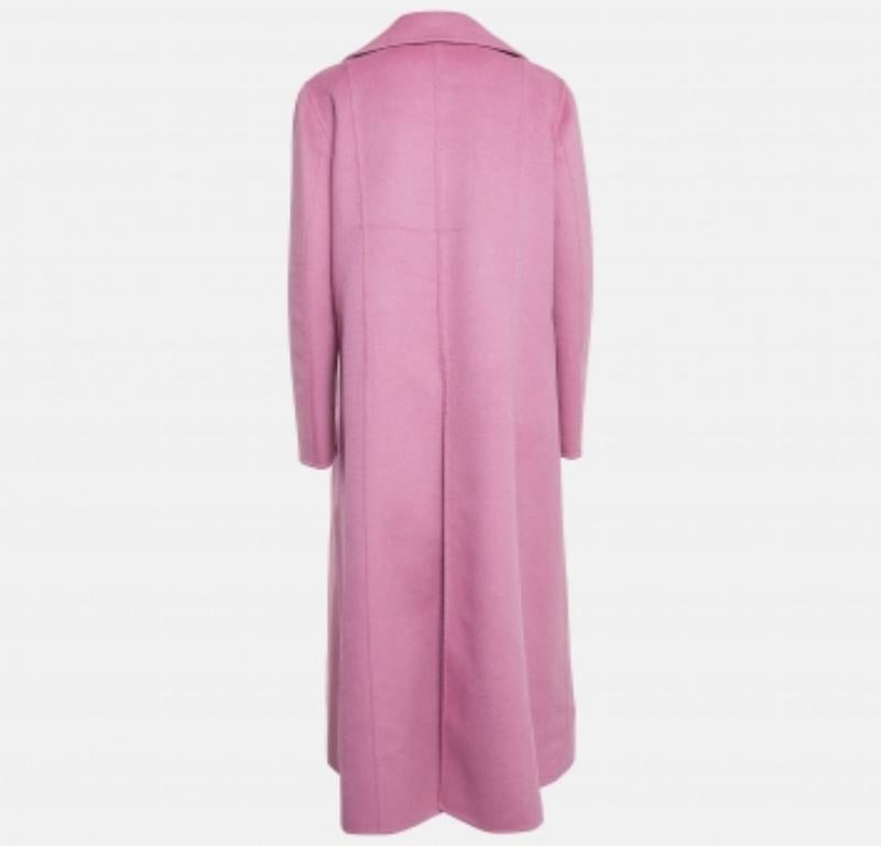 Donna Valentino Cappotto lungo doppiopetto in lana rosa L.L.A. in vendita