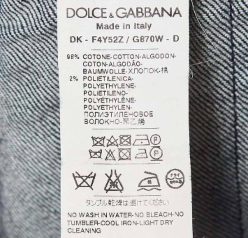 Dolce & Gabbana Falda vaquera bordada de encaje azul S Negro en venta