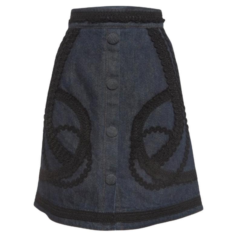 Dolce & Gabbana Falda vaquera bordada de encaje azul S