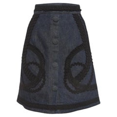 Dolce & Gabbana Falda vaquera bordada de encaje azul S