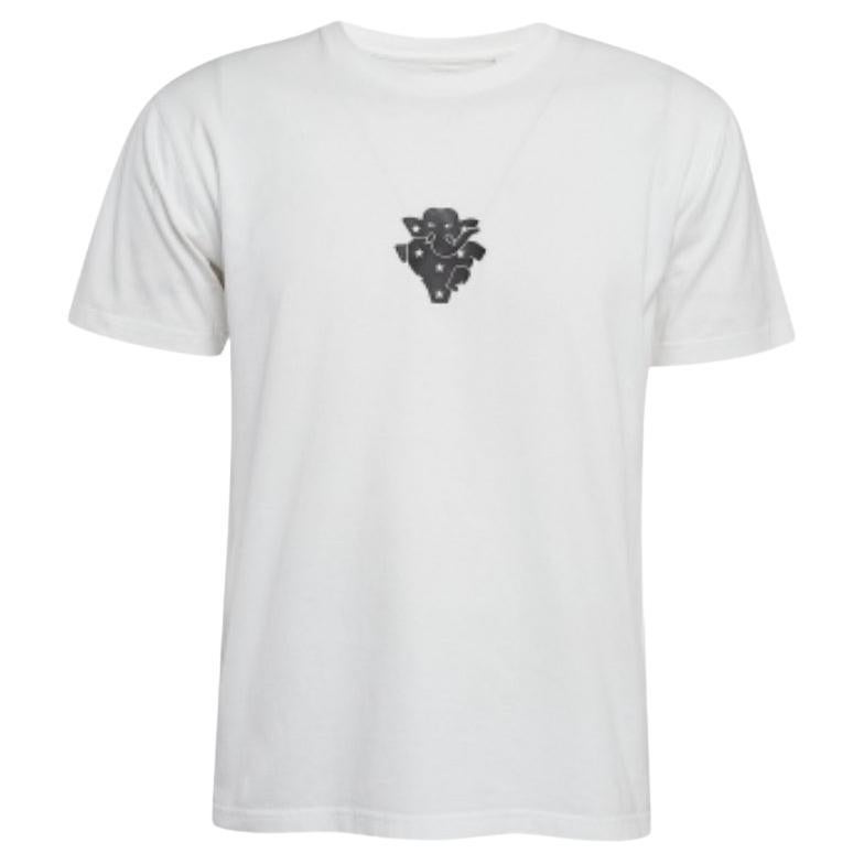 Burberry - T-shirt in jersey di cotone con stampa di un elefante bianco - XXS