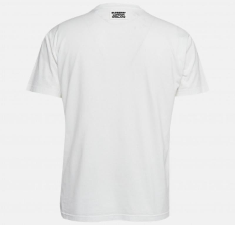Burberry Camiseta de algodón con estampado de elefante blanco XXS en Bueno estado para la venta en Dubai, Al Qouz 2