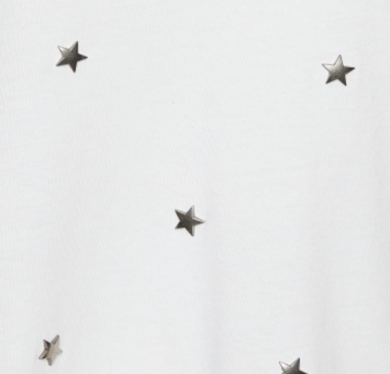 Just Cavalli Camiseta blanca de punto de algodón con tachuelas de estrella M en venta 1
