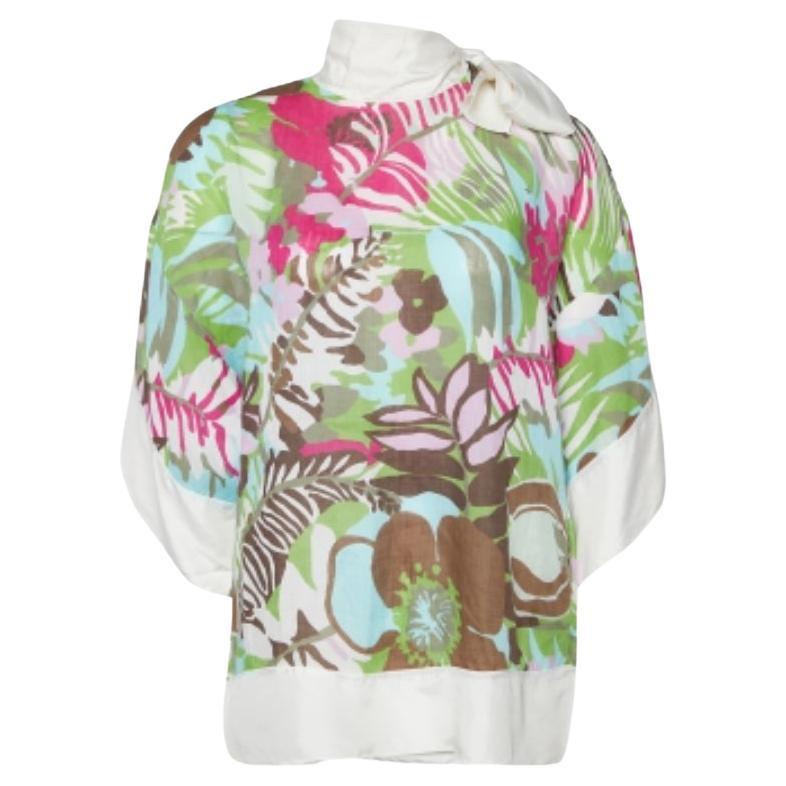 M Missoni Multicolor Bedrucktes Top aus Ramie und Seide M