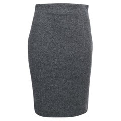 Balenciaga Grey Virgin Wool Pencil Skirt M