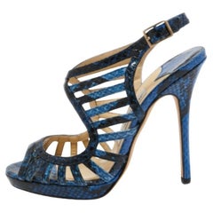 Jimmy Choo Bleu Python Keenan Platform Sandals Size 36.5