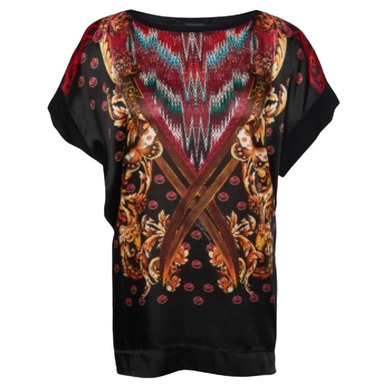 Just Cavalli - Maglietta oversize in cotone stampato nero M. T. I.