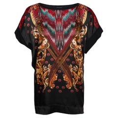 Just Cavalli - Maglietta oversize in cotone stampato nero M. T. I.