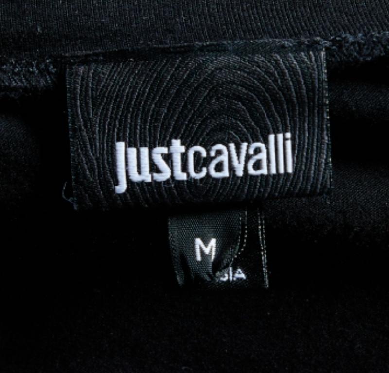 Donna Just Cavalli - Maglietta oversize in cotone stampato nero M. T. I. in vendita