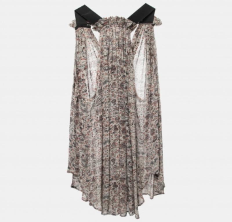 Donna Isabel Marant Top senza maniche in chiffon stampato grigio S in vendita