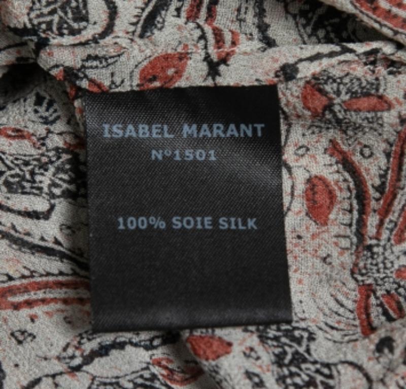 Grigio Isabel Marant Top senza maniche in chiffon stampato grigio S in vendita