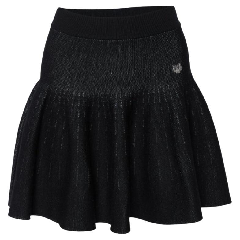 Kenzo Mini Falda Skater de Punto de Lana y Algodón Negra XS
