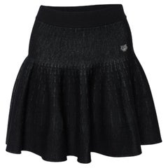 Kenzo Mini Falda Skater de Punto de Lana y Algodón Negra XS