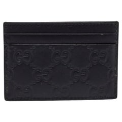 Gucci Black Guccissima Leather Card Holder