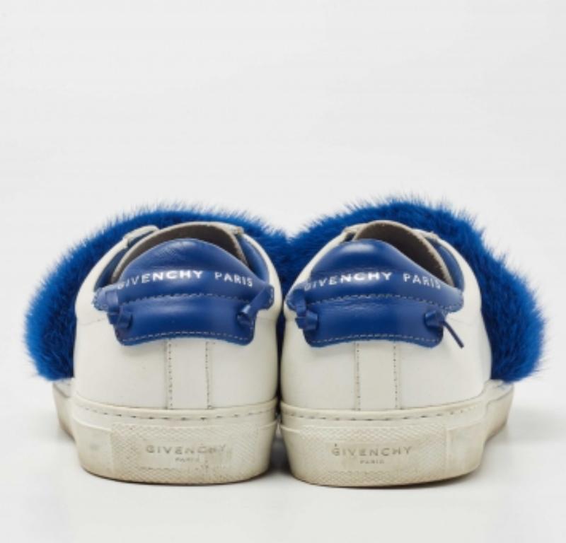 Top basso in pelle bianca e pelliccia di visone di Givenchy  Scarpe da ginnastica taglia 36.5 in vendita 1