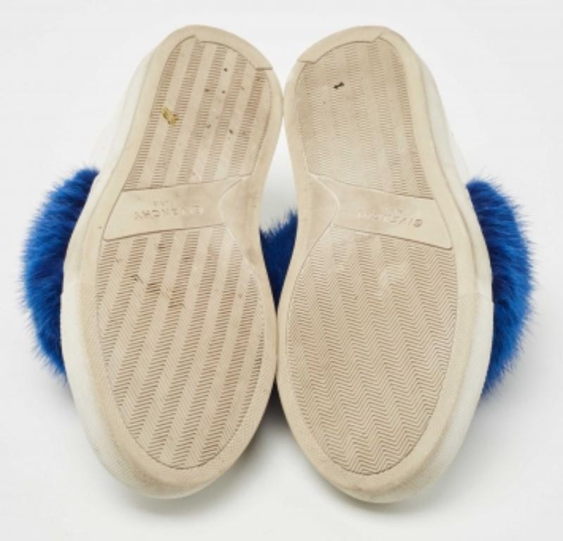 Top basso in pelle bianca e pelliccia di visone di Givenchy  Scarpe da ginnastica taglia 36.5 in vendita 2