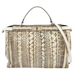 Fendi Beige/Black Python Leather Large Peekaboo Top Handle Bag