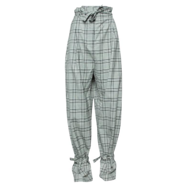 Zimmermann Grey Checkered Wool Paperbag Waist Trousers L
