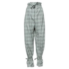 Zimmermann Grey Checkered Wool Paperbag Waist Trousers L