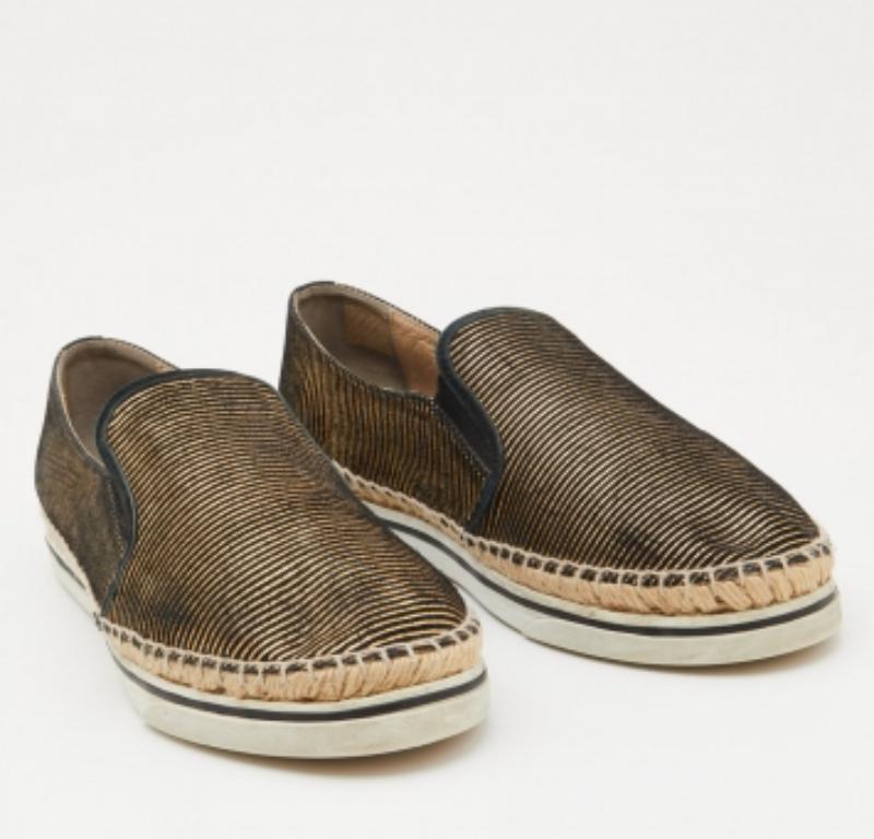 Donna Jimmy Choo - Scarpe da ginnastica espadrillas in pelle scamosciata Dawn Black/Oro Taglia 38,5 in vendita