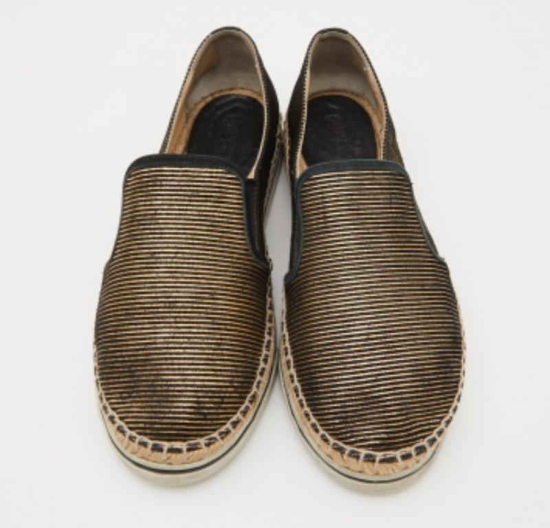 Jimmy Choo - Scarpe da ginnastica espadrillas in pelle scamosciata Dawn Black/Oro Taglia 38,5 in vendita 2