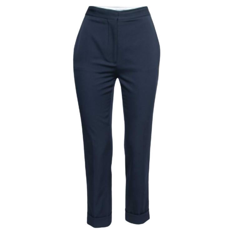 Stella McCartney Pantalones de crepé de lana azul marino con detalle de raya lateral S