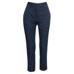 Stella McCartney Pantalones de crepé de lana azul marino con detalle de raya lateral S