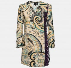 Just Cavalli - Robe courte à volants en crêpe imprimé multicolore S
