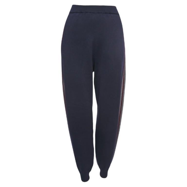 Stella McCartney - Pantaloni da jogging in maglia di lana blu navy/grigio - S