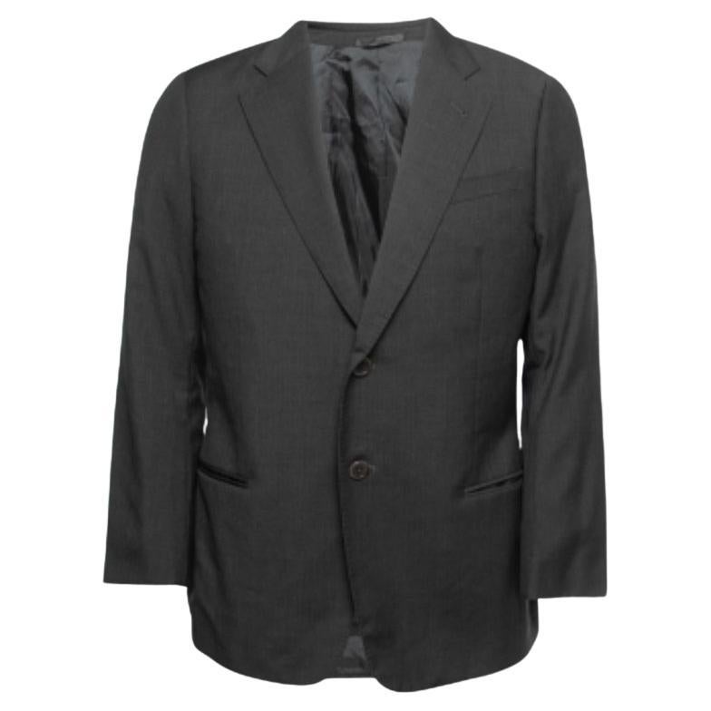 Armani Collezioni Charcoal Grey Wool Single-Breasted Blazer XL