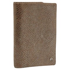 Aigner Brown Shimmer Snakeskin Embossed Leather Bifold Wallet