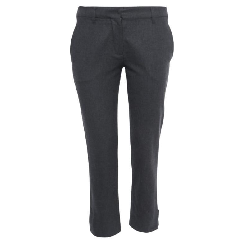 Miu Miu Gris Lana Regular Fit Cropped Pants S